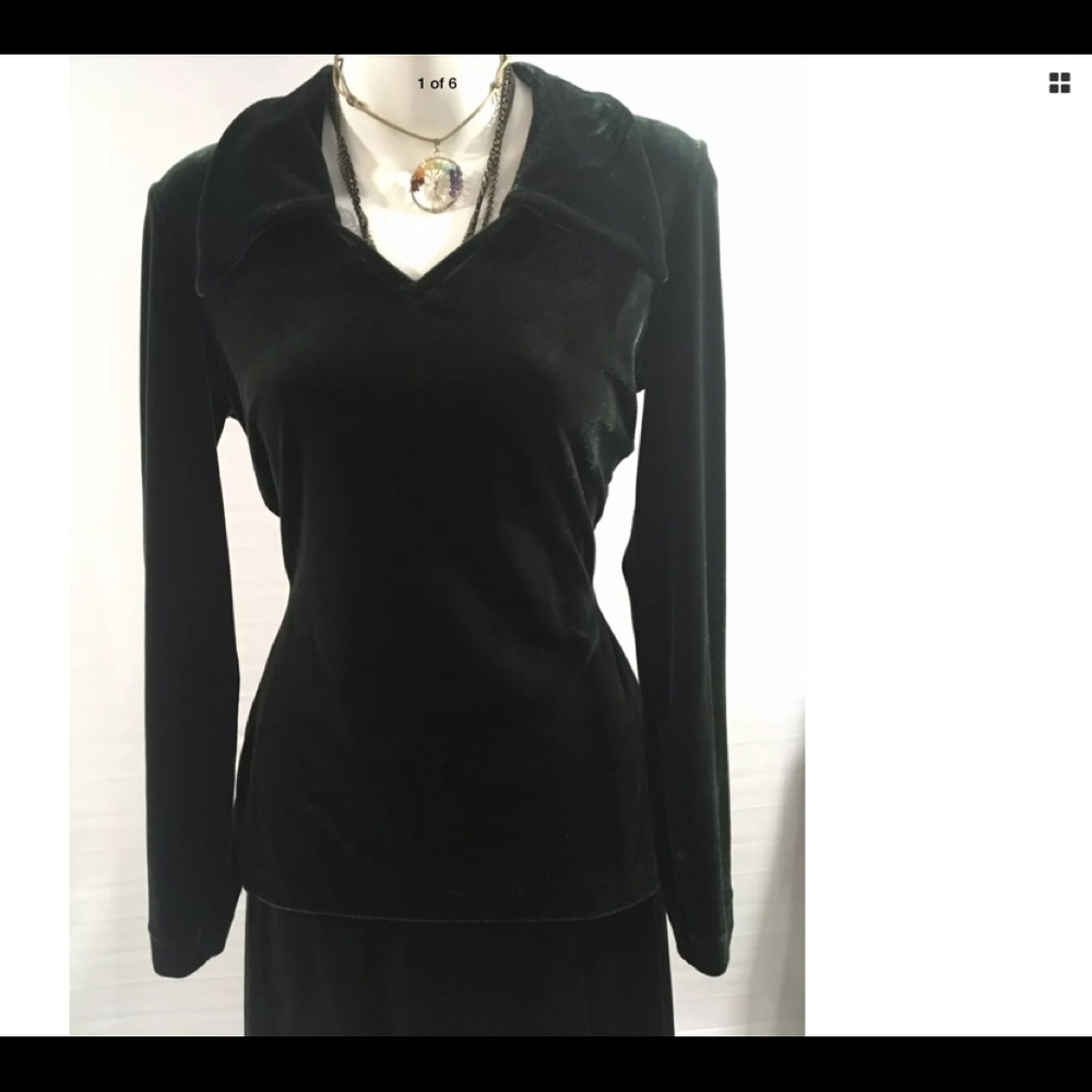 VNTG ANNA SUE GREEN 2 pc VELVET HOLIDAY 🌲SKT SET